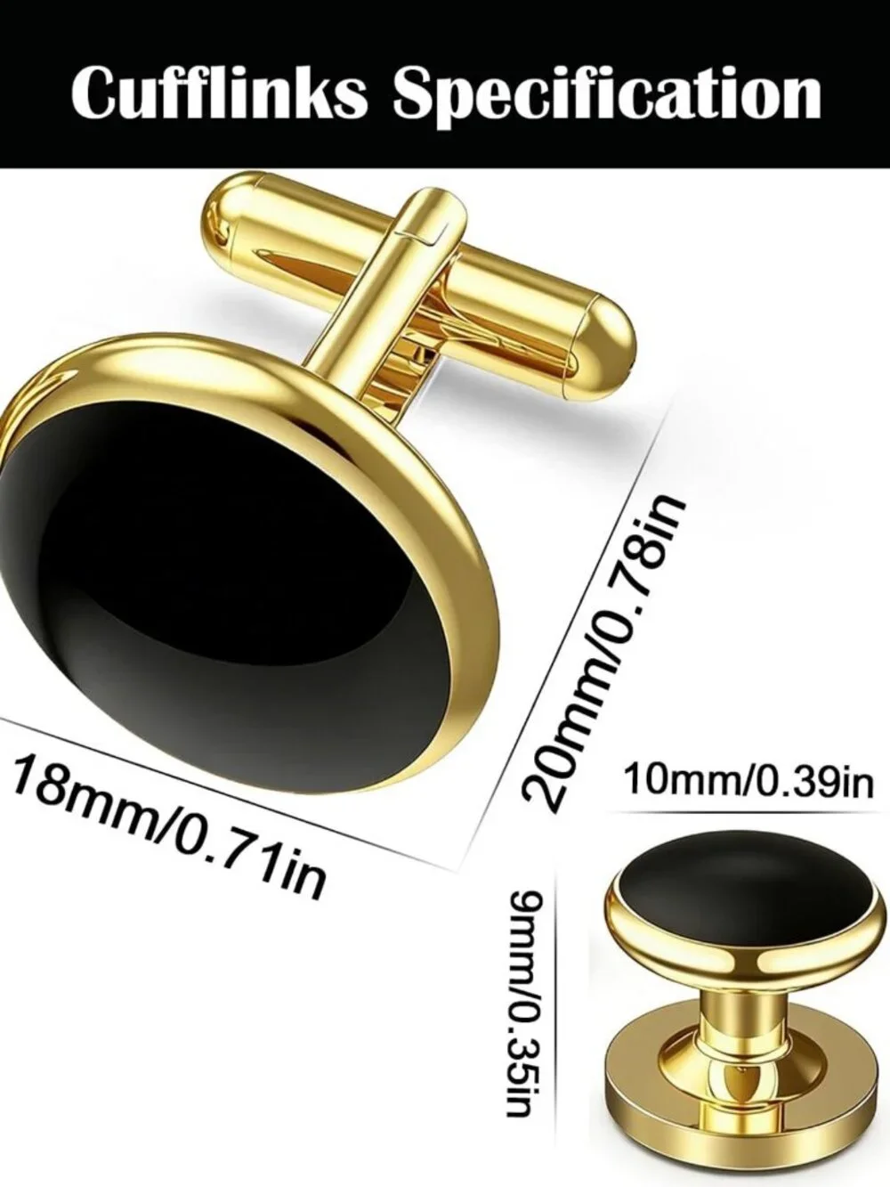 Classic Men's Tuxedo Cufflinks and Studs Set - Elegant Formal Accessories